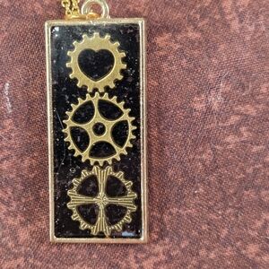Gold Gear Pendant Necklace